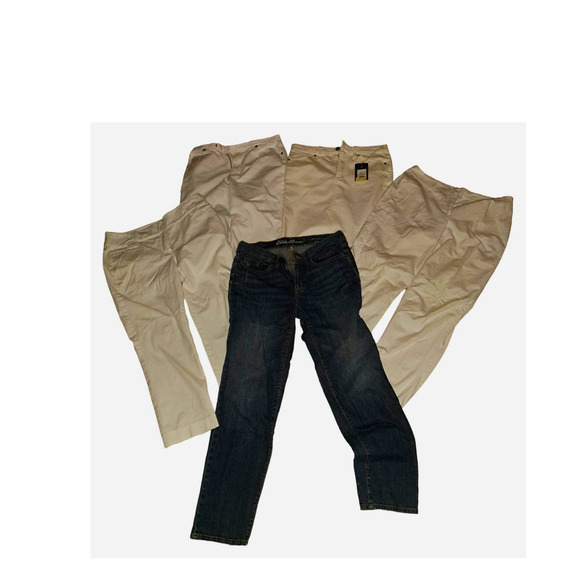 BUNDLE SALE of 5! Sz4-Crop White Jeans-NWT IVORY Skirt - Eddie Bauer Blue - Picture 1 of 6